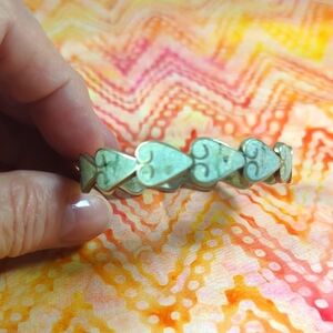 Vintage Taxco Sterling Children's Bracelet Bangle Inlay Crushed Stone